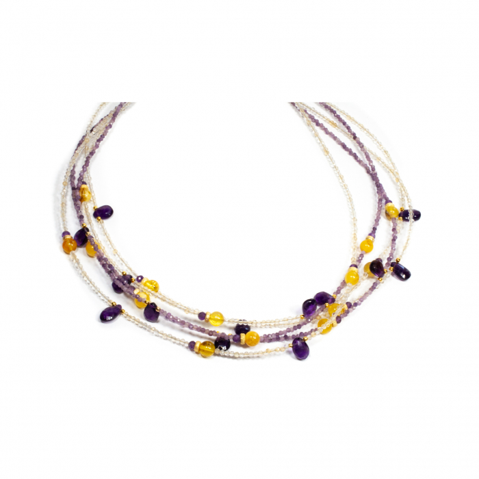 Colier din Ametist, Citrin si Chihlimbar cu Argint [2]