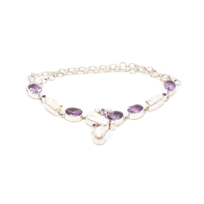 Colier din Argint cu Ametist si Perle de Cultura [3]