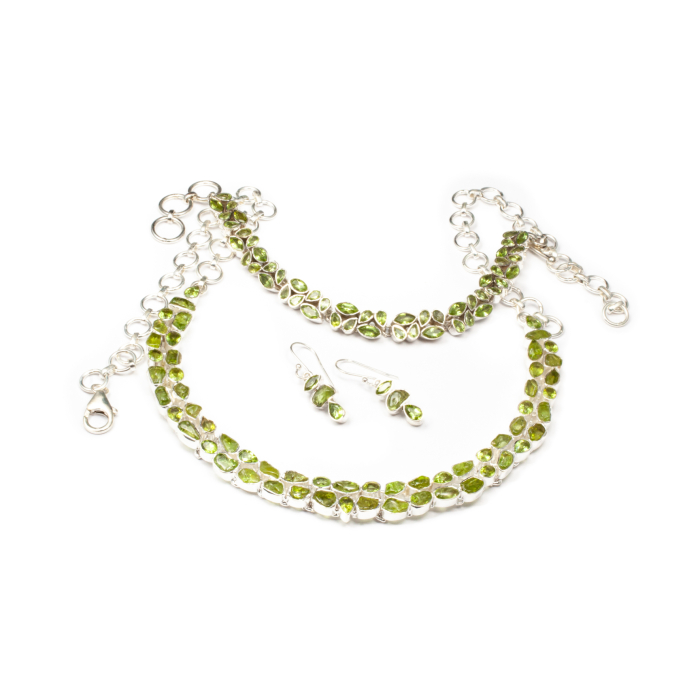 Set Colier, Bratara si Cercei din Argint cu Peridot [2]