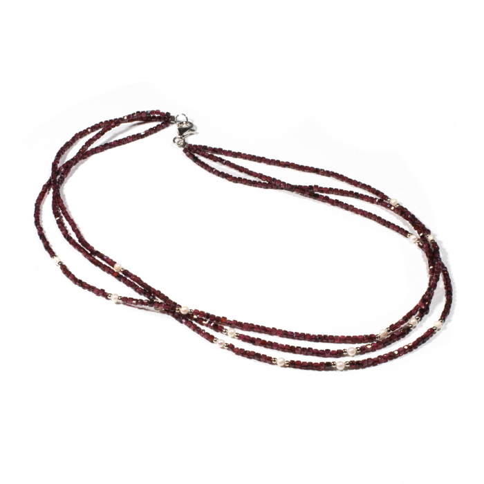 Lanț Granat și Perlă Argint – Sheba [2]