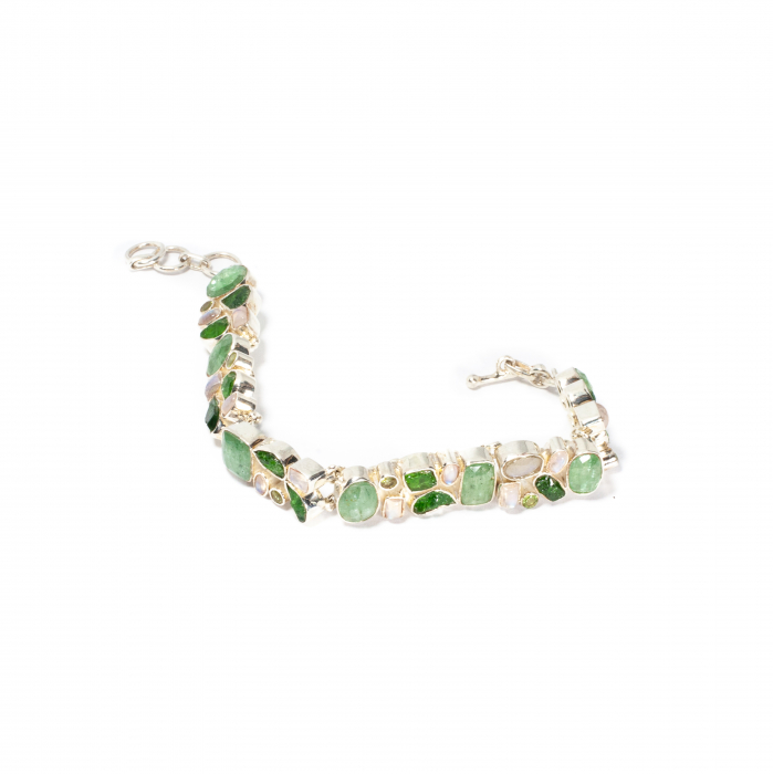 Brățară din Piatră Lunii, Peridot, Chianit și Turmalină Verde cu Argint [2]