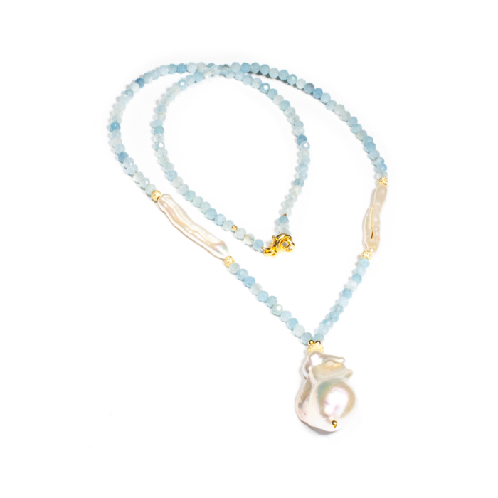 Colier din Acvamarin si Perle de Cultura cu Argint [2]