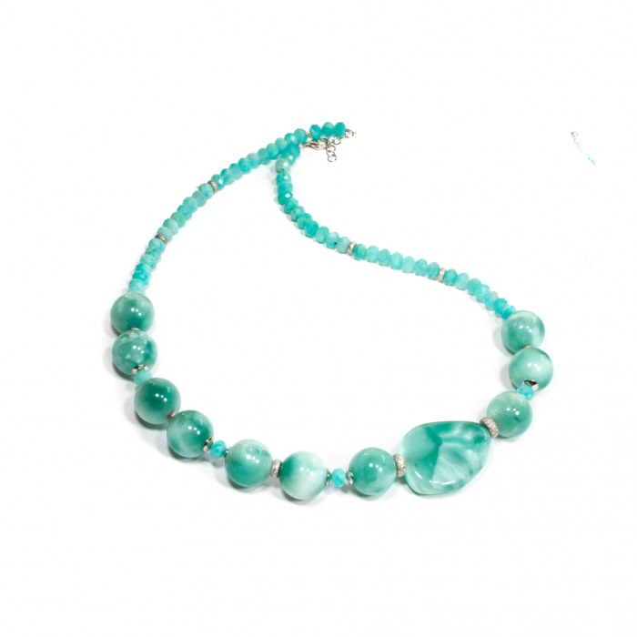 Colier din Amazonit si Angelit Compozit cu Argint [1]