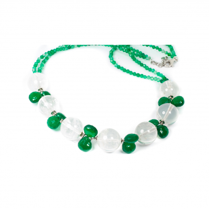 Colier din Agat Verde si Cuart cu Argint [3]