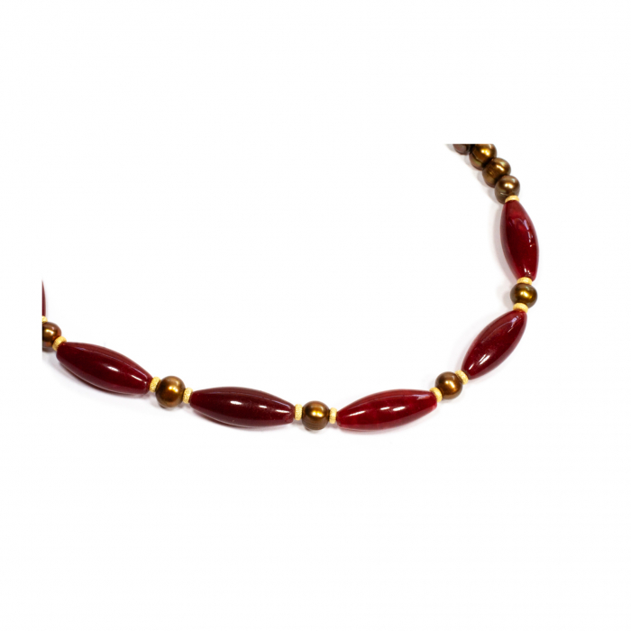 Colier din Cuart Cherry si Perle cu Argint [2]