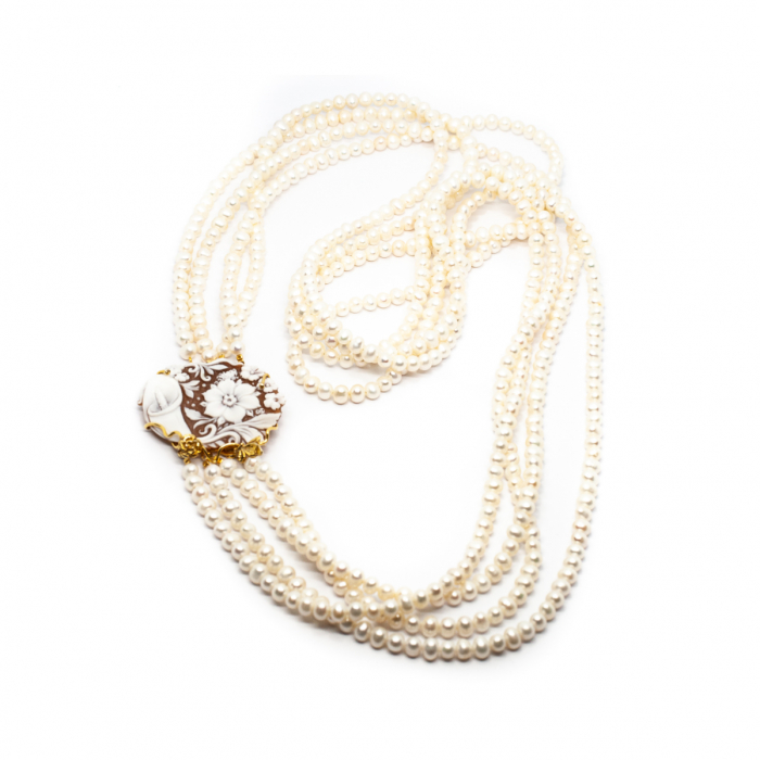 "Golden Cameo Elegance" Pearl Necklace [3]