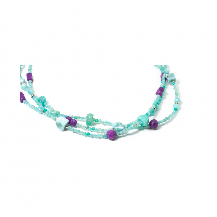 The "Azure Harmony" Necklace with hues of Amazonite and Lepidolite [2]