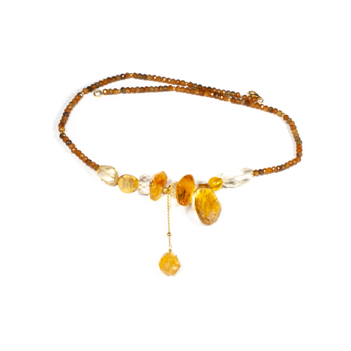Sterling silver necklace with amber and citrine [2]