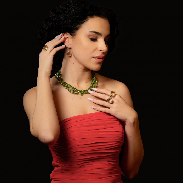 Colier "Nature's Embrace" din Peridot, Prehnit si Granat Verde [4]