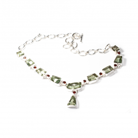 Colier Unicat "Verdant Garnet Harmony" din Argint cu Ametist Verde, Granat [1]