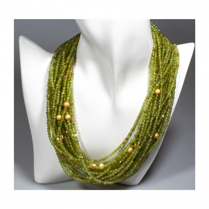 Colier "When the Forest Dances Gold" din Granat Verde si Argint [2]