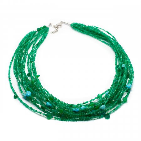 The Unique "The Mermaid Snare" Necklace with faceted Green Agate and Turquoise stones [1]