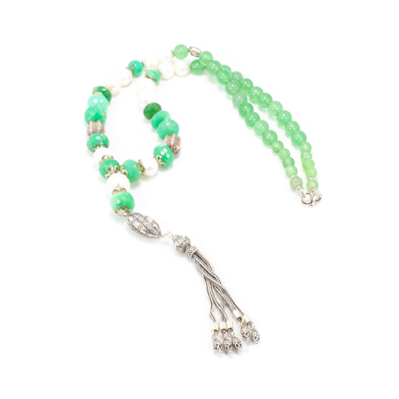Colier din Crisopraz si Perle de Cultura cu Argint [1]