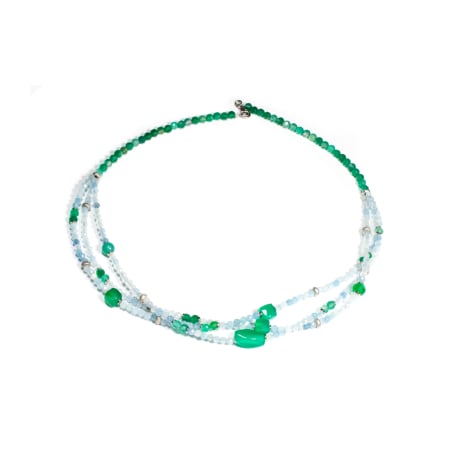 Coliere - Colier din Acvamarin si Agat Verde cu Argint