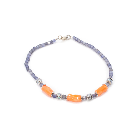 Bratari - Bratara din Iolit si Coral cu Argint