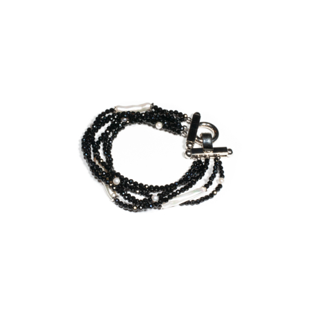 Colecția Bridgerton - Bratara din Onix si Perle de Cultura cu Argint