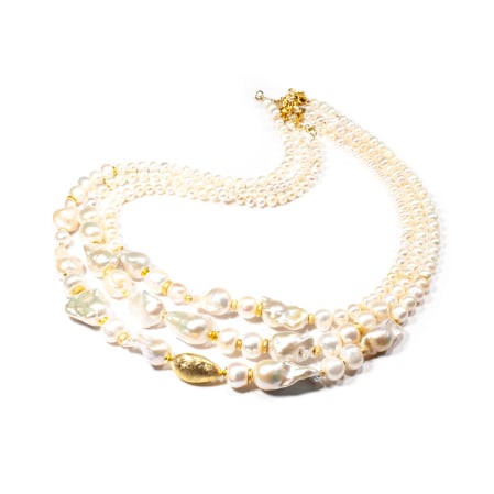 Coliere - Set Coliere Din Perle si Argint, "Cele Trei Gratii"