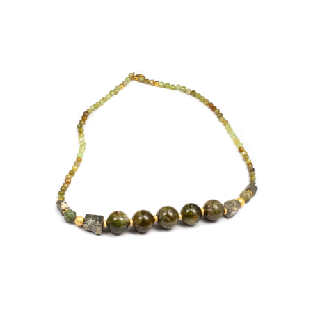 Coliere - Colier Creatie din Pirita si Granat cu Argint  