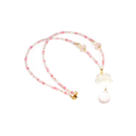 Colier din Cuart Cherry, Cuart Roz, Sidef si Perle de Cultura cu Argint [2]