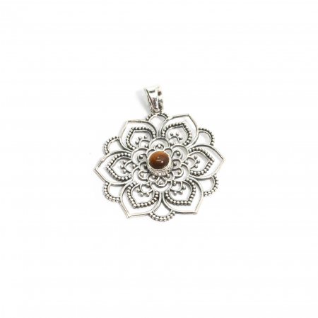 Pandantive - Pandantiv Floare din Argint cu Ochi de Tigru