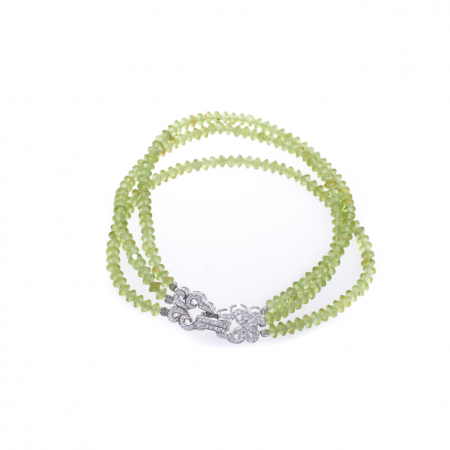 Bratari din Pietre Semipretioase Creatie Sheba - Bratara din Peridot si Inchizatoare Art Deco cu Zirconii din Argint