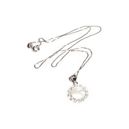 Lanturi - Lant si Pandantiv din Argint cu Sidef si Zirconiu