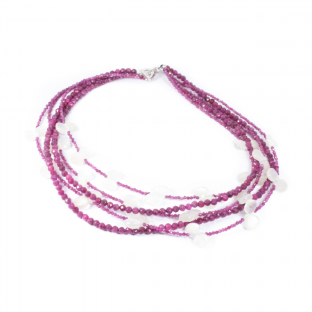 Special Unique Items - Colier "Moonlit Ruby Trails" din Radacina de Rubin si Piatra Lunii