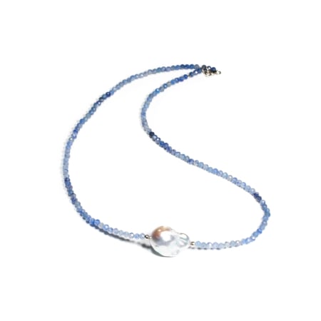 Coliere - Colier din Angelit si Perla Baroc cu Argint