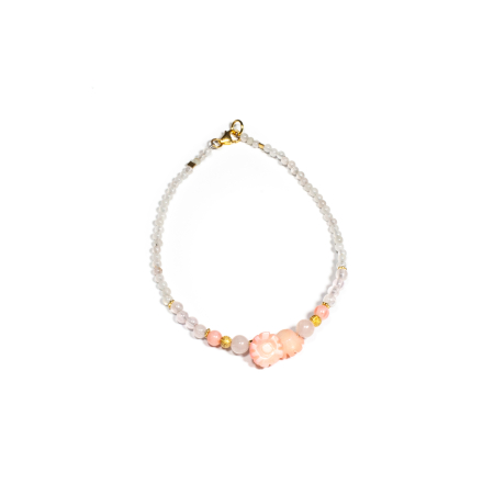 Mărțișor 2026 - Bratara din Cuart Roz si Coral cu Argint