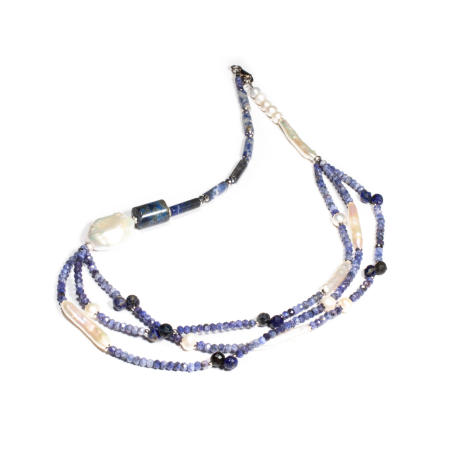 Colier din Sodalit, Lapis Lazuli si Perle de Cultura cu Argint [1]