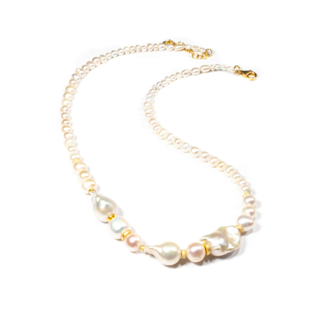 Coliere - Colier din Perle de Cultură si Perle Baroc cu Argint