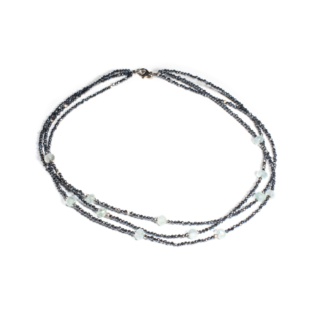 Noutati - Colier din Hematit si Acvamarin cu Argint