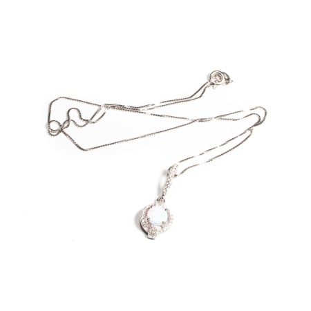 Lanturi - Lant si Pandantiv din Argint cu Opal si Zirconiu