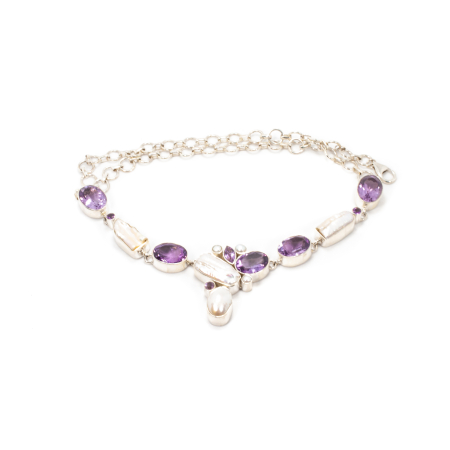 Colier din Argint cu Ametist si Perle de Cultura [3]