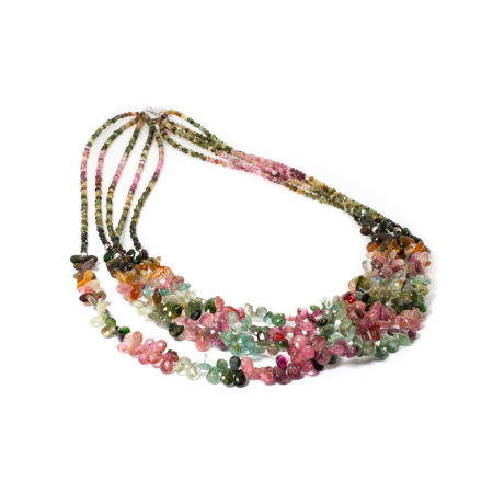 Coliere Creatie Sheba, din Pietre Semipretioase - "Rainbow Tears" Necklace with Tourmaline and Silver
