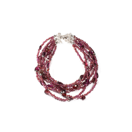 Spring 2026 - Bratara din Granat cu Inchizatoare Decorativa din Argint cu Zirconii