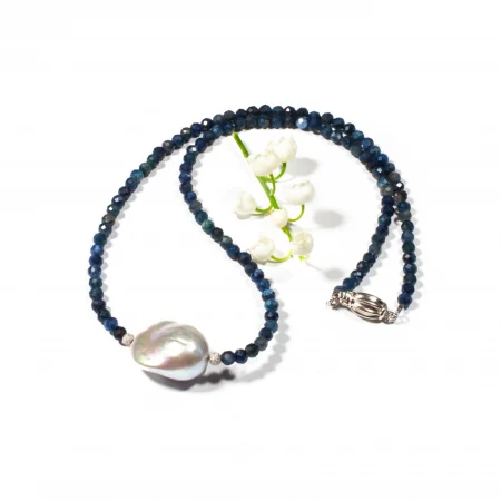 Coliere - Lanț Corindon și Perlă Baroc Argint – Sheba