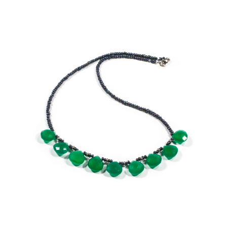 Coliere - Colier Creatie din Agat Verde si Hematit cu Argint 