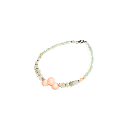 Mărțișor 2026 - Bratara din Acvamarin si Coral cu Argint