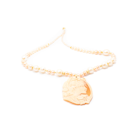 Colier din Perle de Cultura si Camee cu Argint [1]