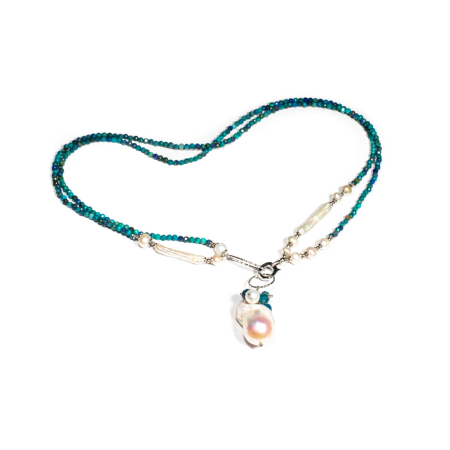 Colier din Crisocola si Perle de Cultura cu Argint [1]