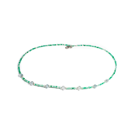 Coliere Creatie Sheba, din Pietre Semipretioase - Colier din Topaz si Agat Verde cu Argint