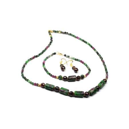 Set Colier, Bratara si Cercei din Zoisit si Granat [1]