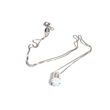 Lanturi - Lant si Pandantiv din Argint cu Opal si Zirconiu