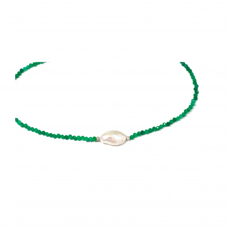 Colier creatie din Agat Verde si Perla baroc cu Argint [1]