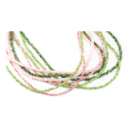 "Tangled Harmony" necklace in Pink Opal, Diopside, Chrysoprase and Rhodonite [1]