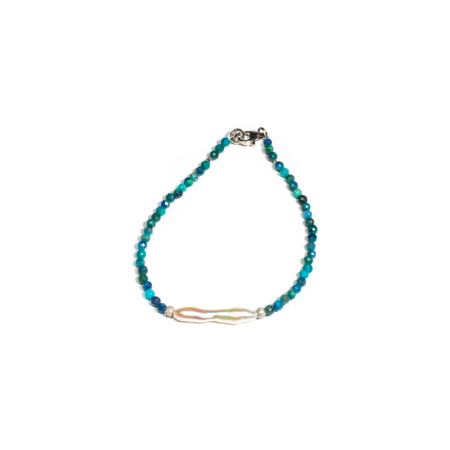 Mărțișor 2026 - Bratara din Crisocola si Perla de Cultura cu Argint