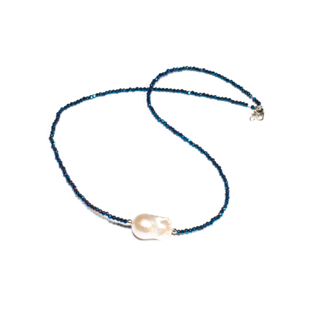 Colier din Lapis Lazuli si Perla Baroc cu Argint [1]