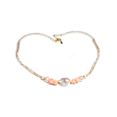 Noutati - Colier din Perle de Cultura si Coral cu Argint