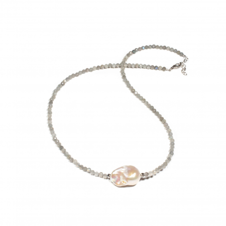 Coliere - Colier „Molten White Chocolate” labradorit